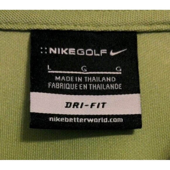 Nike Golf Shirt Sport Dri-Fit  Short Sleeve Green Solid Polo Men's Size Large - Picture 6 of 8